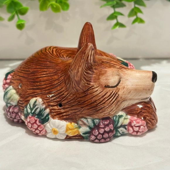 Vintage 1990 Fitz and Floyd Reynard Inspired Sleeping Red Fox Potpourri Holder - Picture 5 of 7